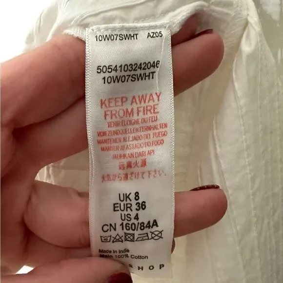 Topshop White Pintuck Tie Shoulder Tiered Hem Beachy SummerโCasual MidiโDress - Picture 9 of 9